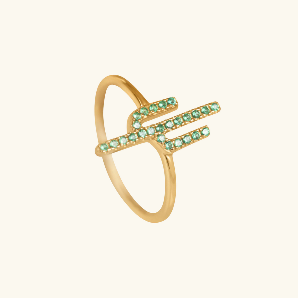 Crystal Cactus Ring, Handcrafted in 925 sterling silver