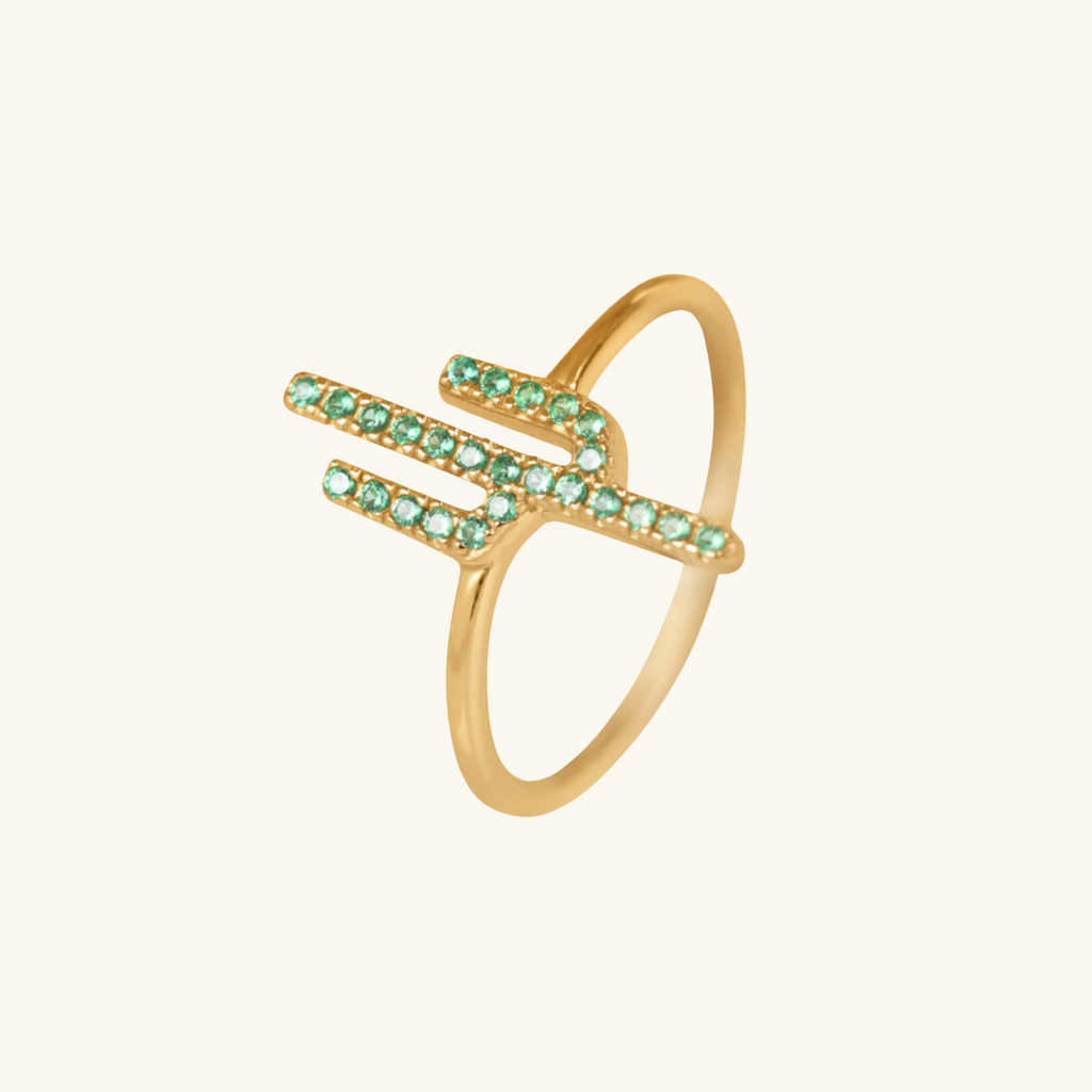 Crystal Cactus Ring, Handcrafted in 925 sterling silver