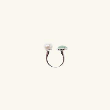 Gwen Pearl Aventurine Ring, Handcrafted in 925 Sterling Silver