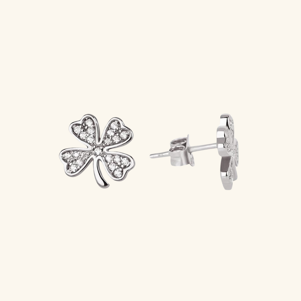 Laime Four Leaf Clover Earrings, Handcrafted in 925 Sterling Silver