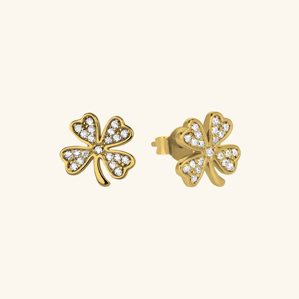 Laime Four Leaf Clover Earrings, Handcrafted in 925 Sterling Silver