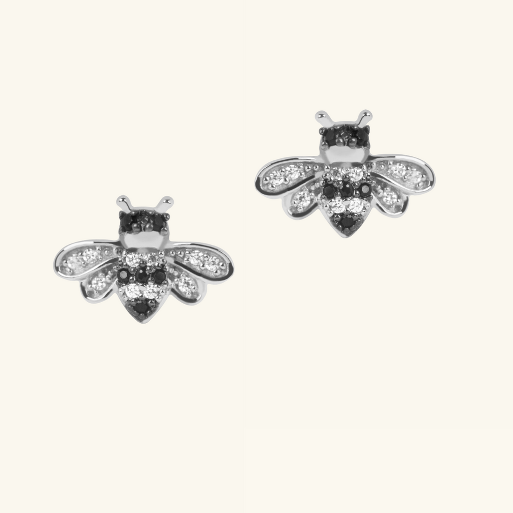 Bee Studs Sterling Silver, Handcrafted in 925 sterling silver