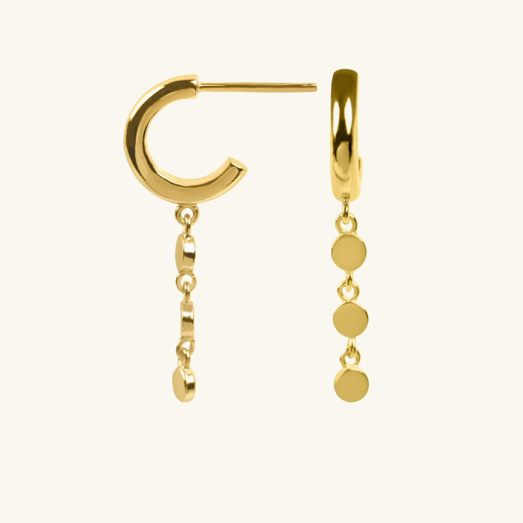 Flat Disc Drop Earrings, Handcrafted in 925 Sterling Silver