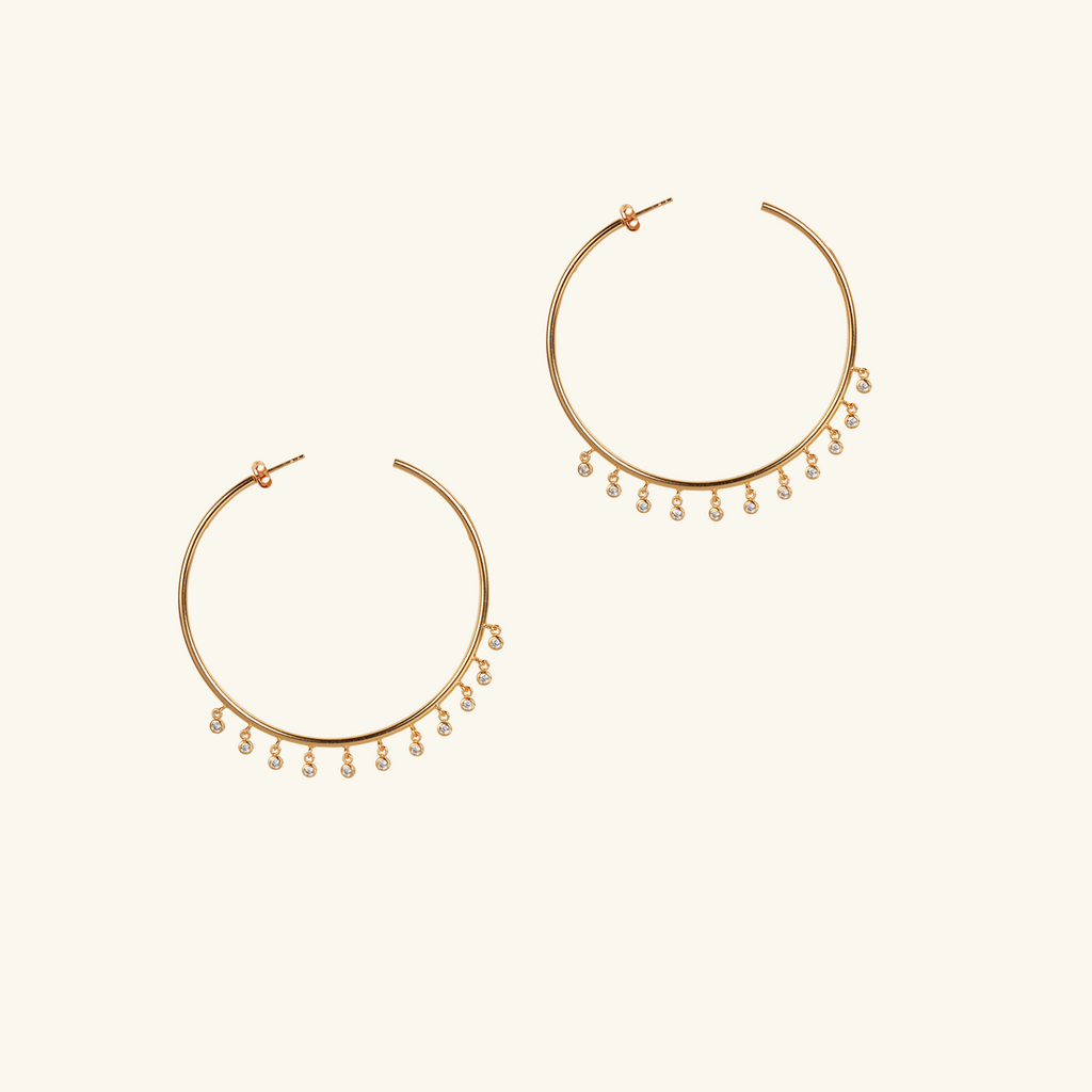 Shaker Crystal Hoops,Handcrafted in 925 Sterling silver