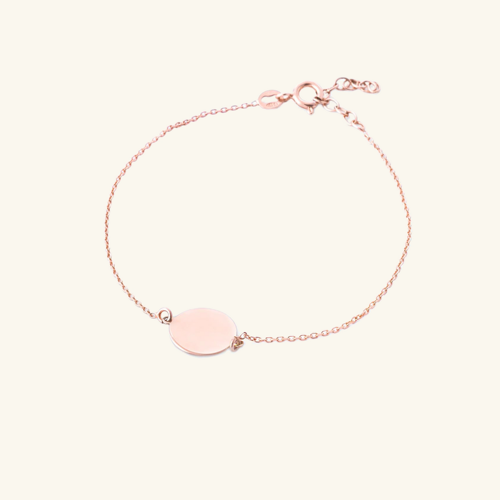 Engravable Blank Disc Bracelet Rose Gold Vermeil, Handcrafted in 925 sterling silver