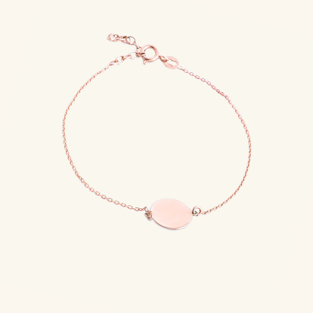 Engravable Blank Disc Bracelet Rose Gold Vermeil, Handcrafted in 925 sterling silver