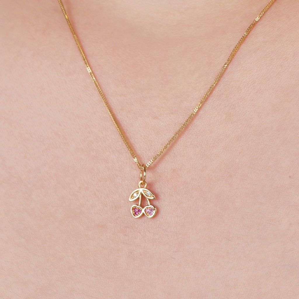 Cherry Charm Pendant, Handcrafted in 925 sterling silver