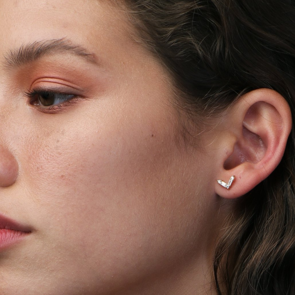 Chevron Crystal Studs, Handcrafted in 925 sterling silver