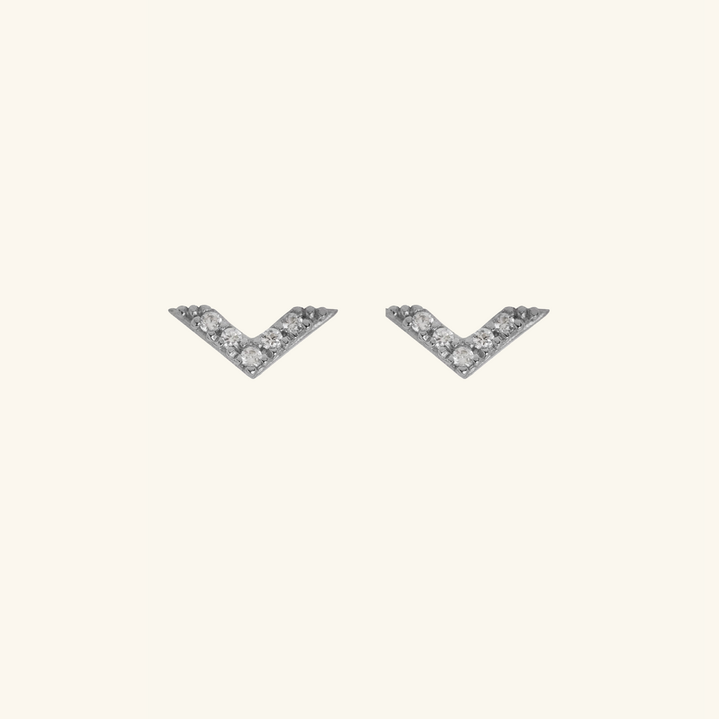 Chevron Studs Sterling Silver, Handcrafted in 925 sterling silver