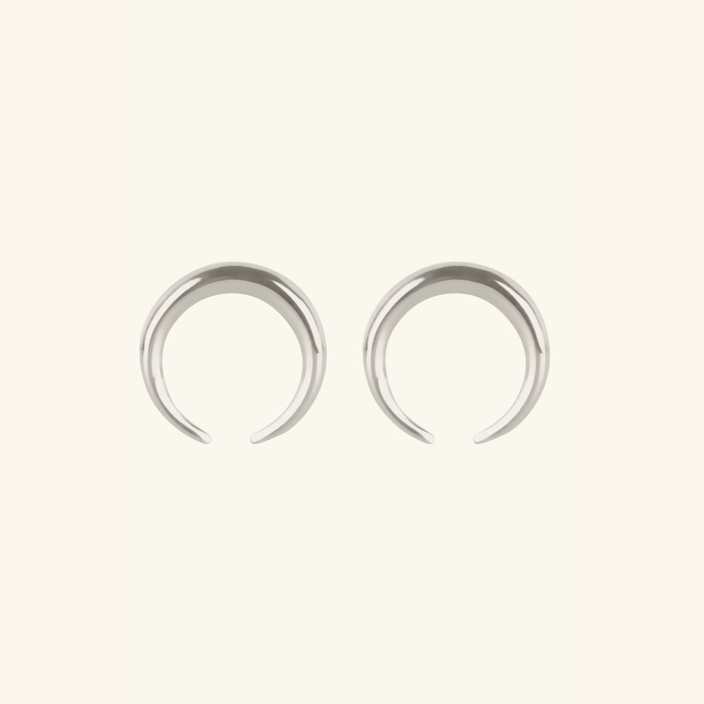 Crescent Horn Studs Sterling Silver, Handcrafted in 925 sterling silver