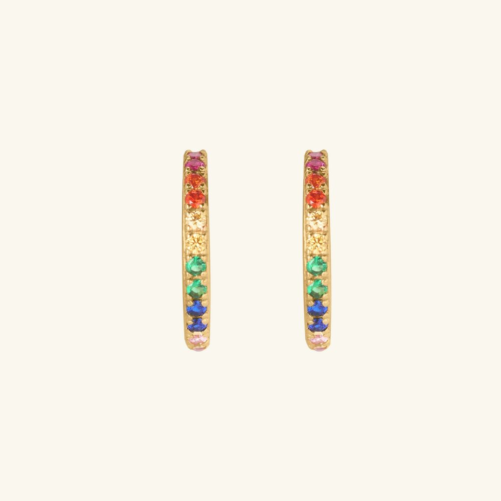 Rainbow Midi Hoops, Handcrafted in 925 Sterling Silver