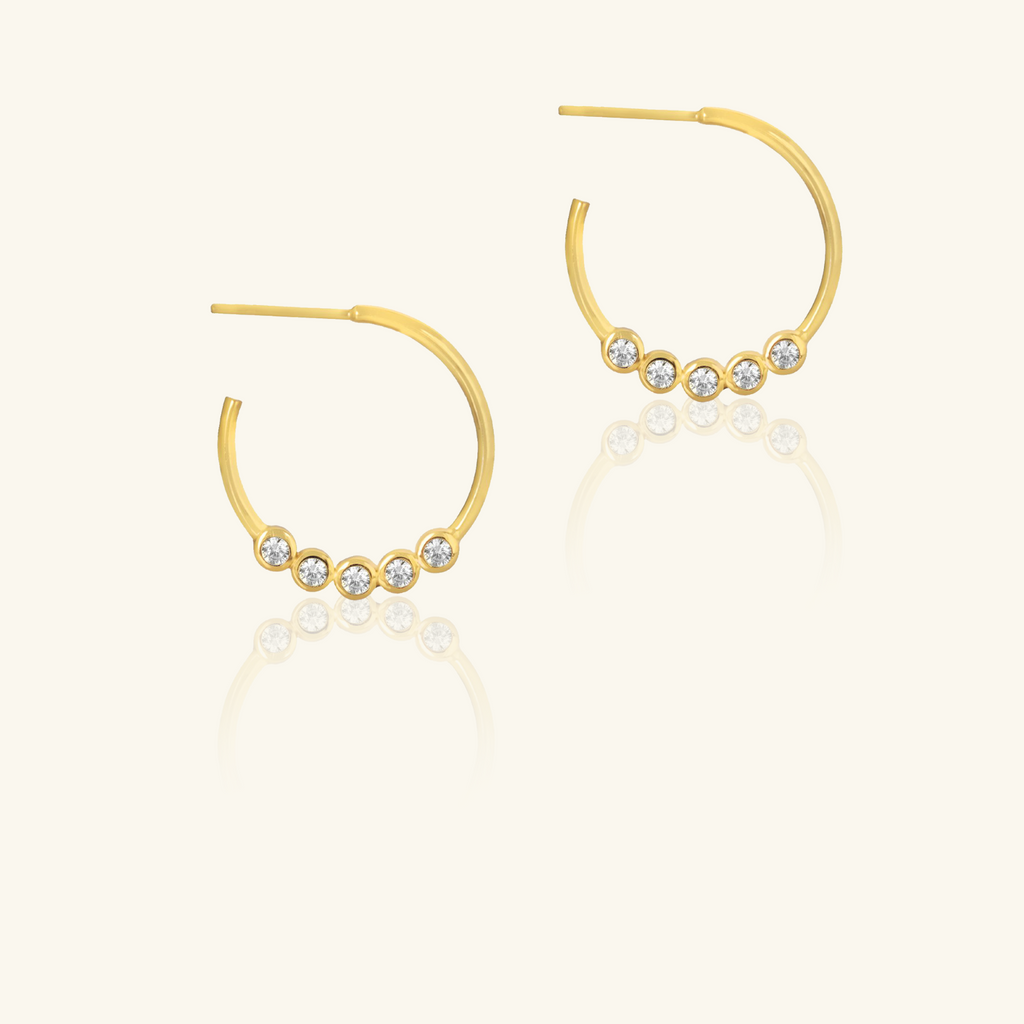 Crystal Midi Hoops, Handcrafted in 925 sterling silver