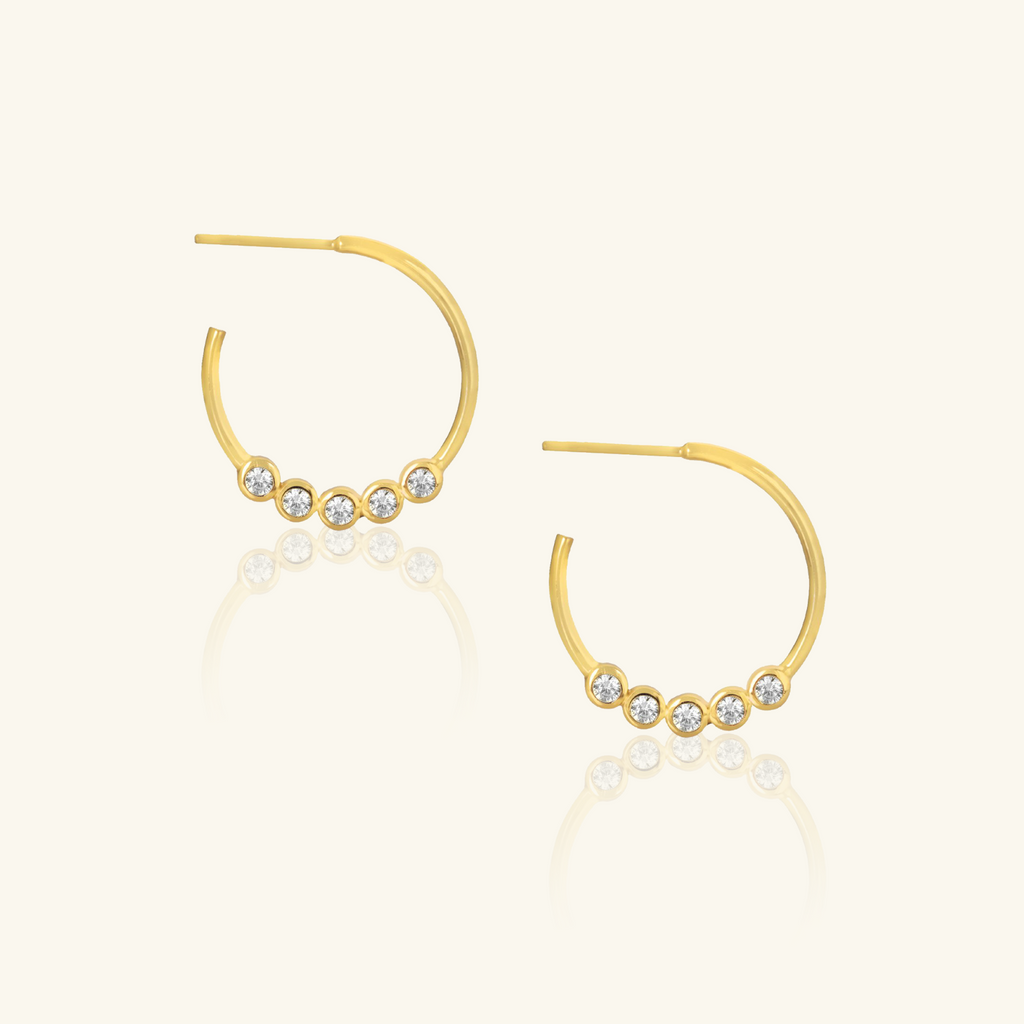 Crystal Midi Hoops, Handcrafted in 925 sterling silver