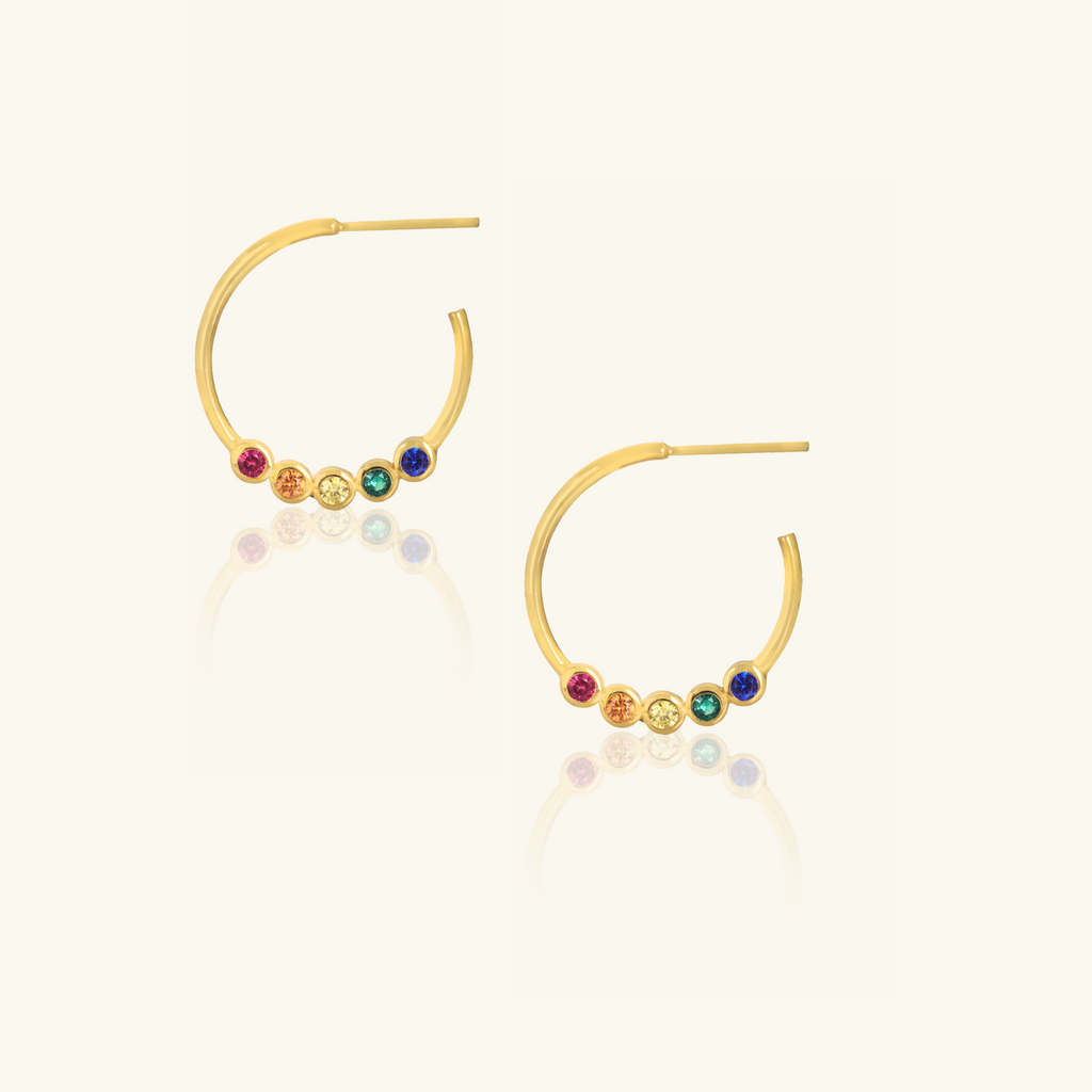 Gemstone Midi Hoops, Handcrafted in 925 sterling silver