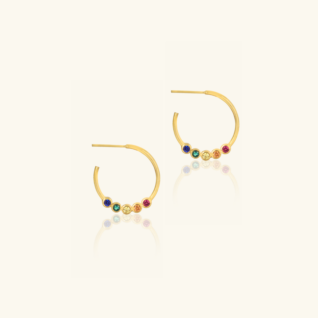 Gemstone Midi Hoops, Handcrafted in 925 sterling silver