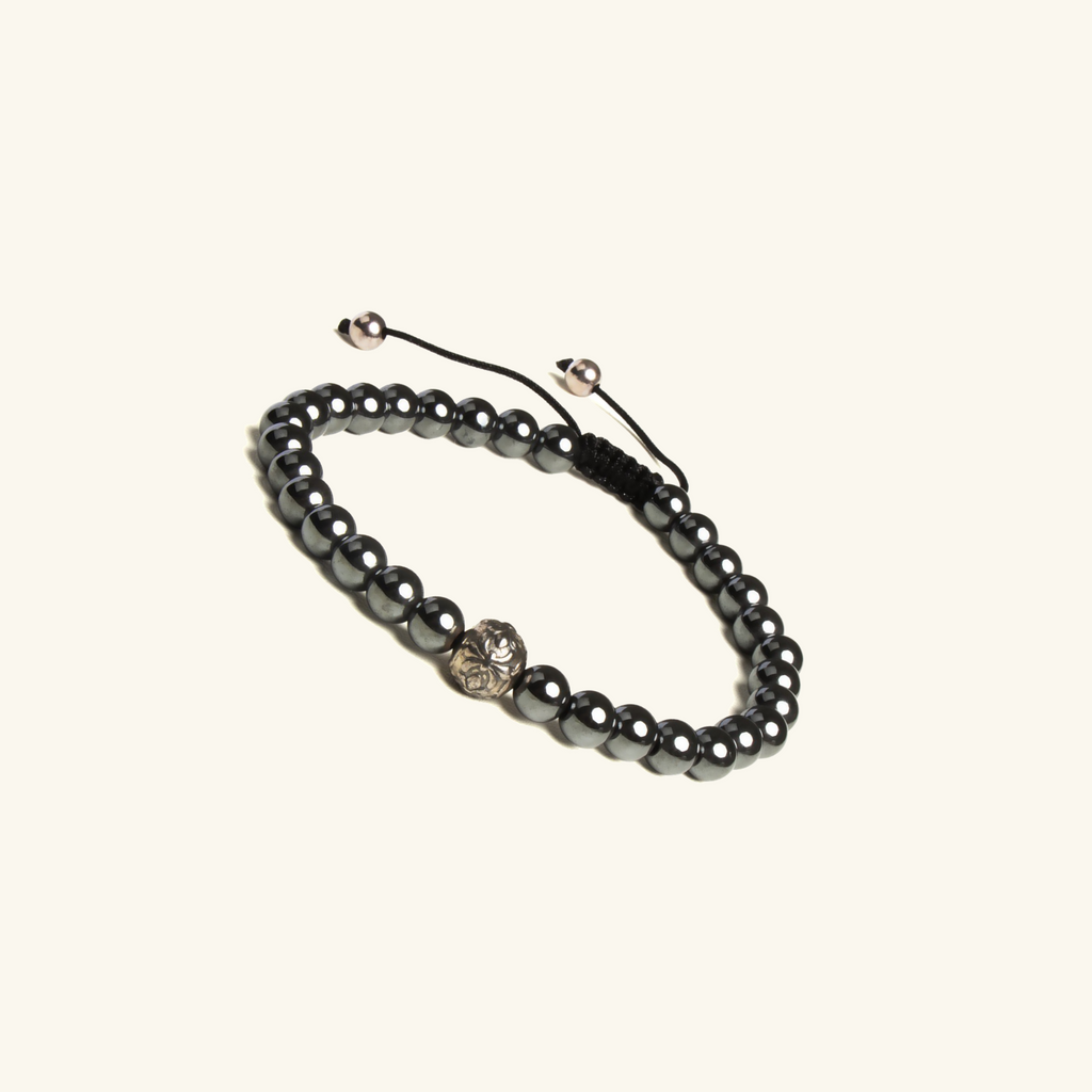 Hematite Bead Bracelet, Handcrafted in 925 sterling silver