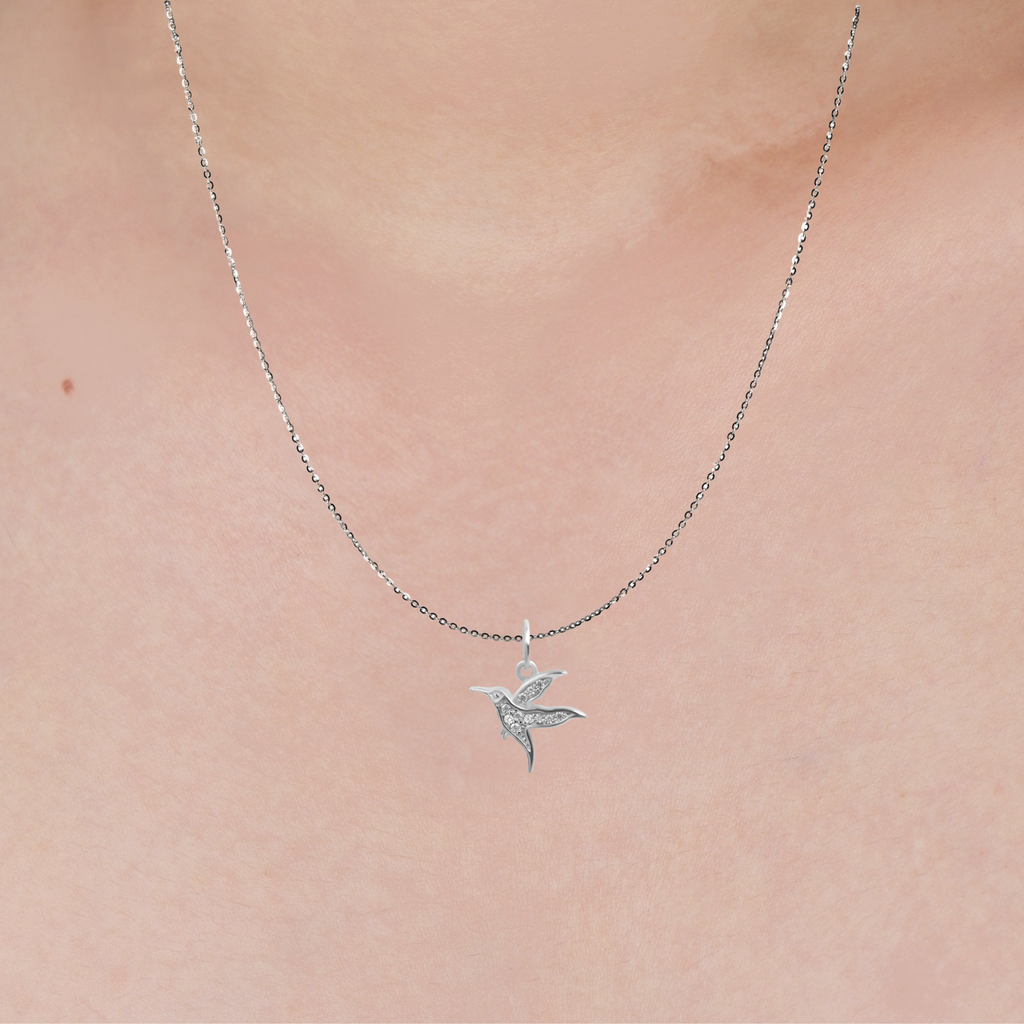 Hummingbird Charm Pendant Sterling Silver, Handcrafted in 925 sterling silver