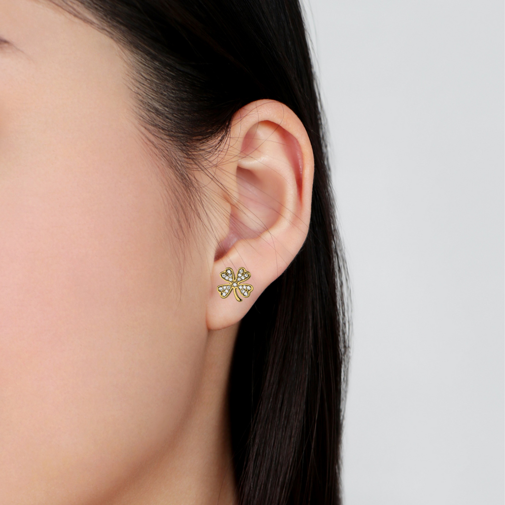 Laime Four Leaf Clover Earrings, Handcrafted in 925 Sterling Silver