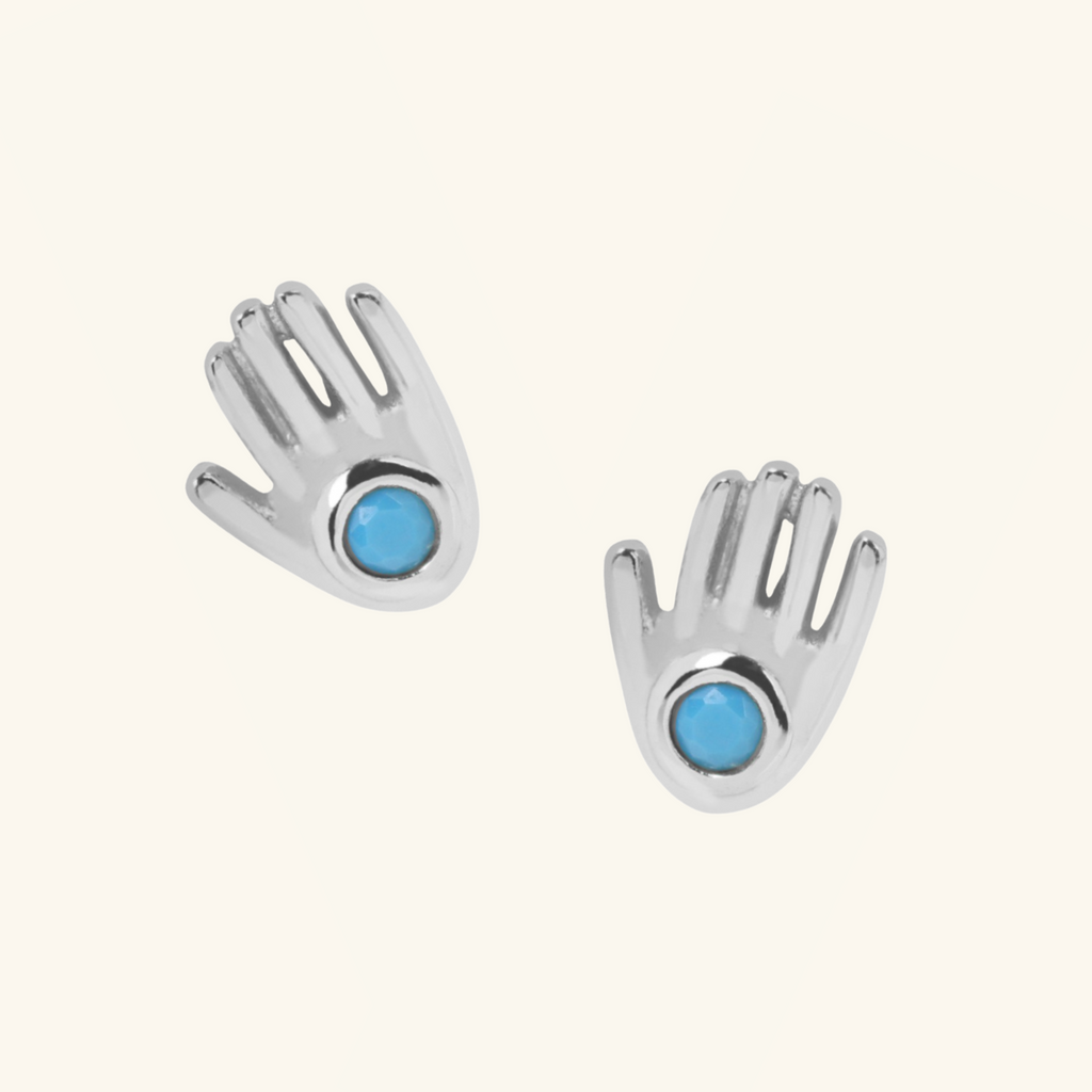 Hands Studs Sterling Silver, Handcrafted in 925 sterling silver