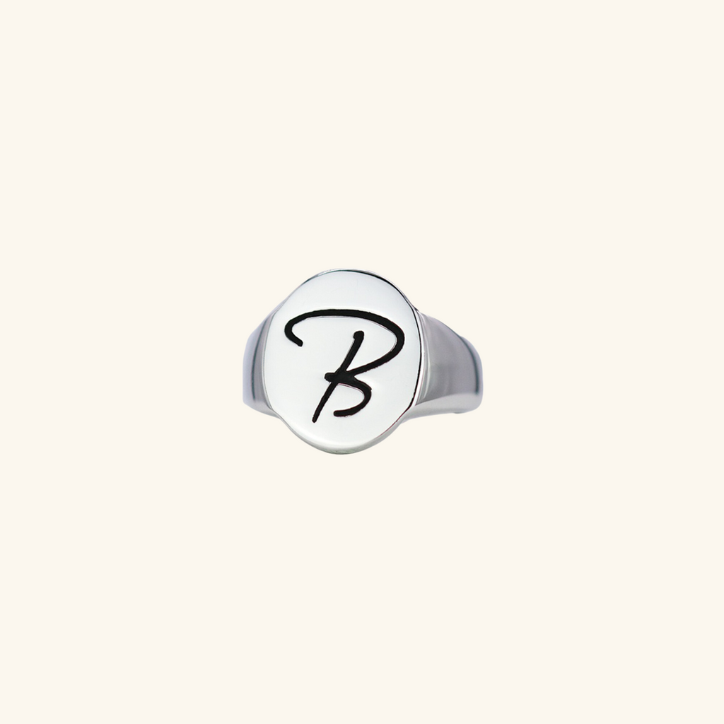 Letter Signet Ring, Handcrafted in 925 sterling silver