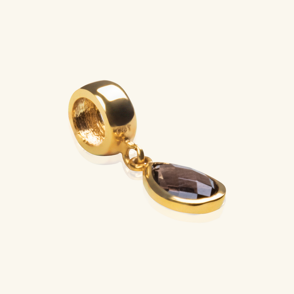 Mini Black Sapphire Pear Charm, Made in 18k solid gold