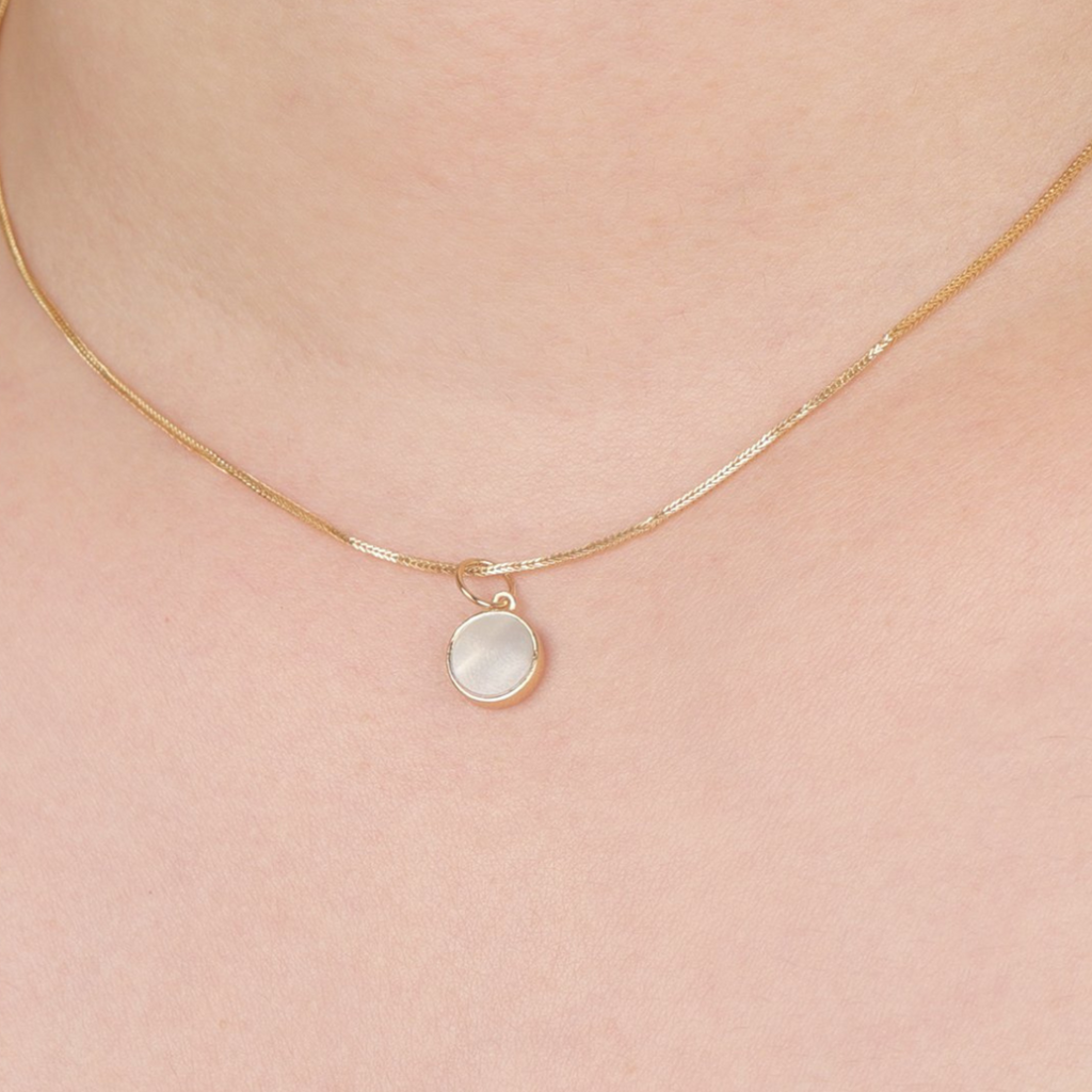 Mother of Pearl Disc Pendant Sterling Silver, Handcrafted in 925 sterling silver