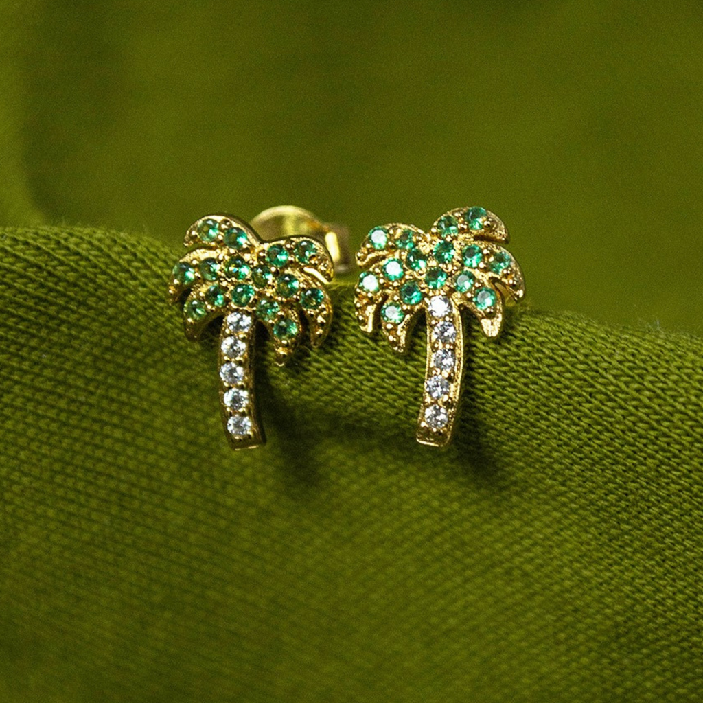 Palm Tree Studs, Handcrafted in 925 sterling silver