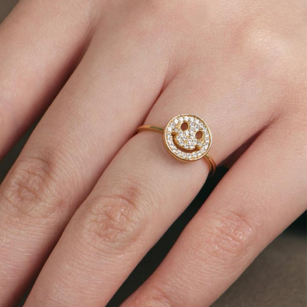 Pavé Smile Ring, Handcrafted in 925 sterling silver