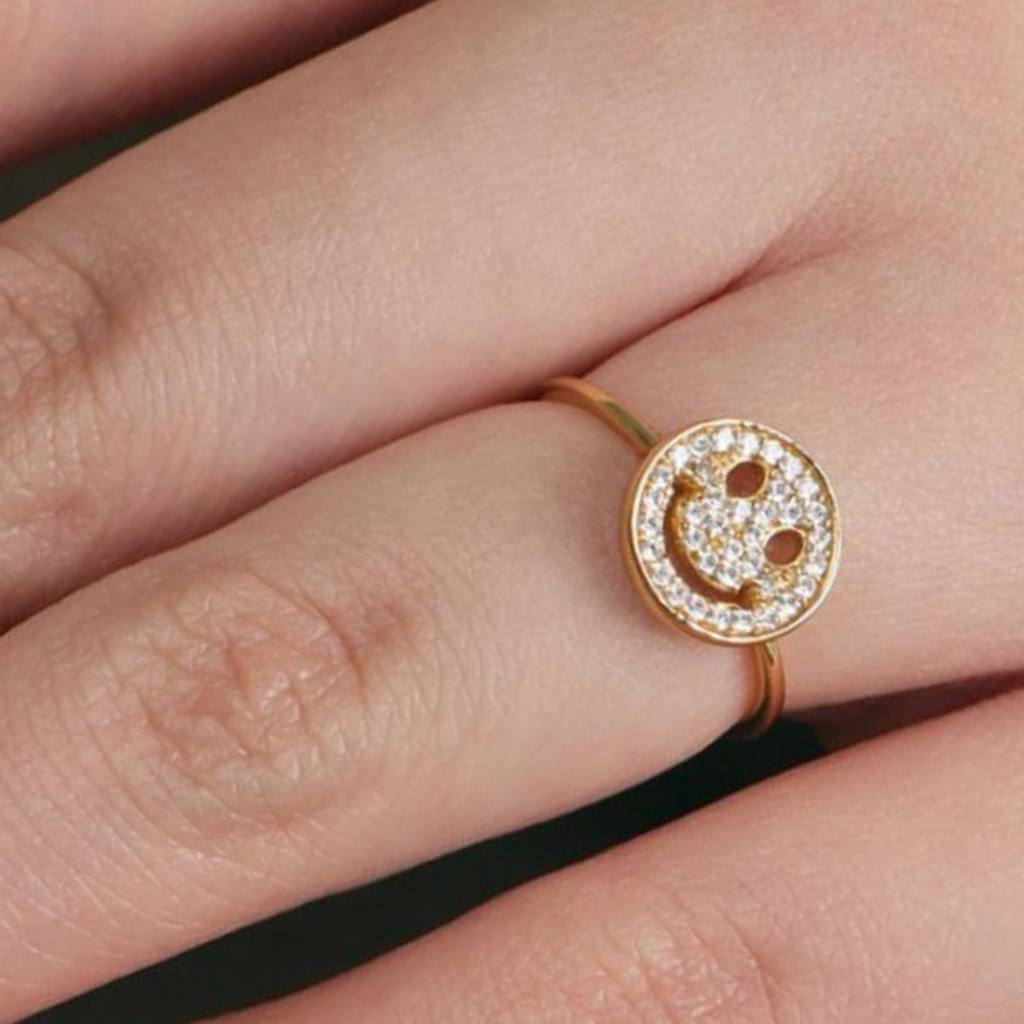 Pavé Smile Ring, Handcrafted in 925 sterling silver