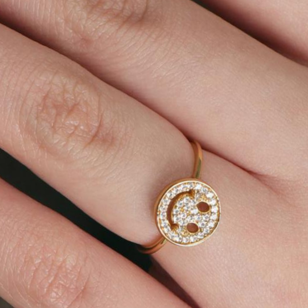 Pavé Smile Ring, Handcrafted in 925 sterling silver