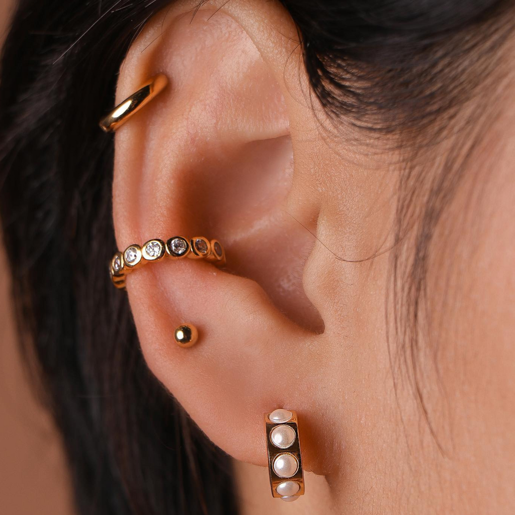 Pearl Ear Cuff Rose Gold Vermeil, Handcrafted in 925 sterling silver