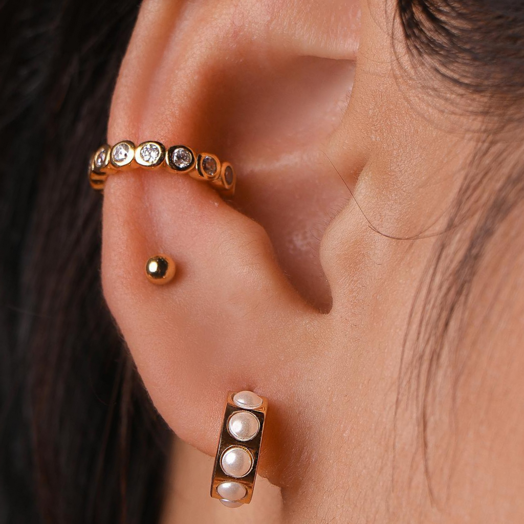 Pearl Ear Cuff Rose Gold Vermeil, Handcrafted in 925 sterling silver