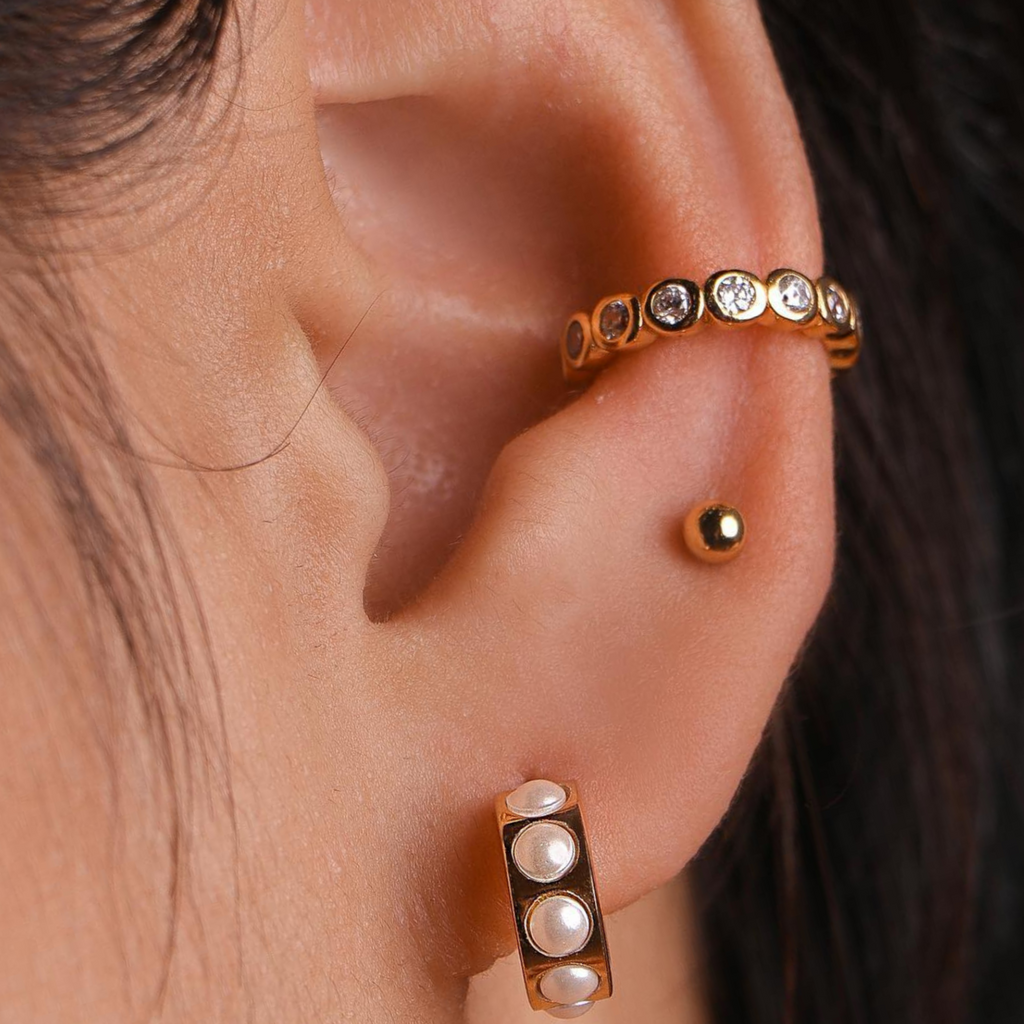 Pearl Ear Cuff Rose Gold Vermeil, Handcrafted in 925 sterling silver