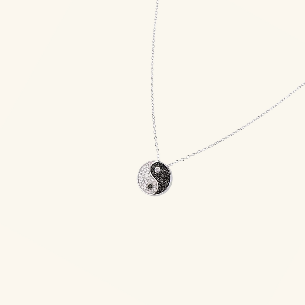 Pavé Yin Yang Necklace, Handcrafted in 925 sterling silver