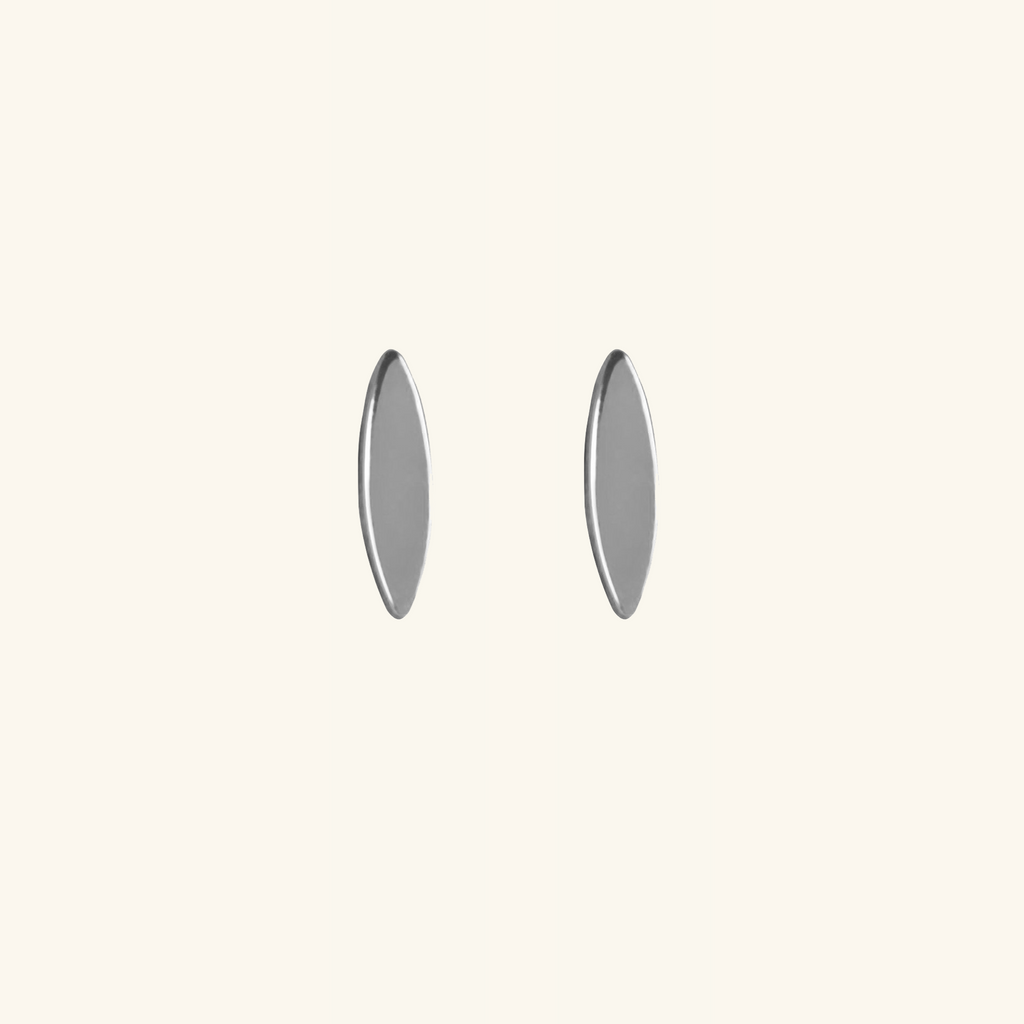 Pointed Oval Studs Sterling Silver, Handcrafted in 925 sterling silver