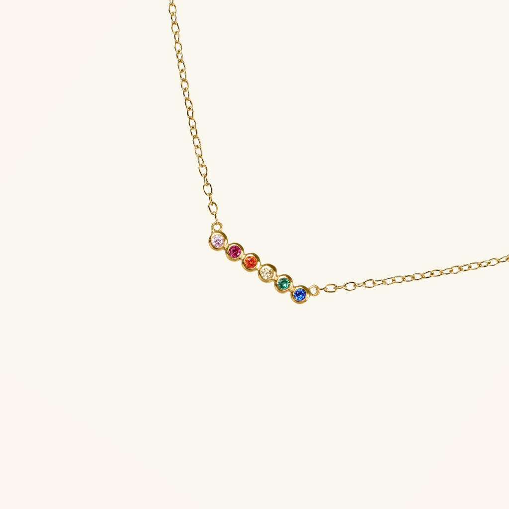 Rainbow Bezel Necklace, Handcrafted in 925 sterling silver