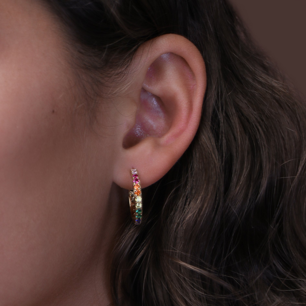 Rainbow Midi Hoops, Handcrafted in 925 Sterling Silver