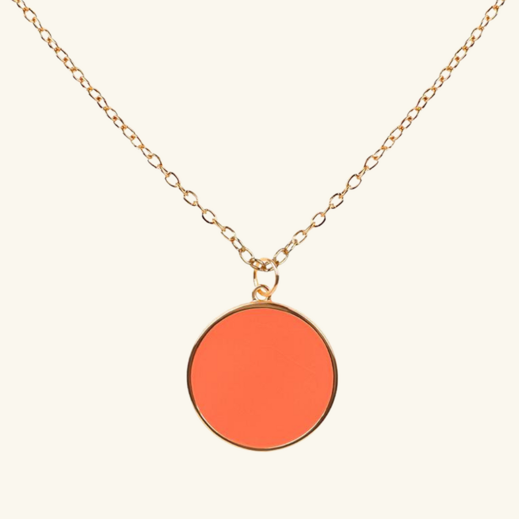 Round Coral Charm Pendant, Handcrafted in 925 Sterling Silver