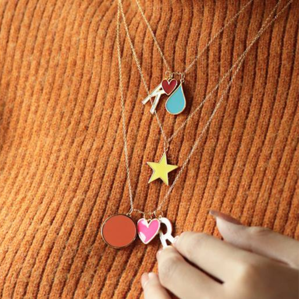 Round Coral Charm Pendant, Handcrafted in 925 Sterling Silver