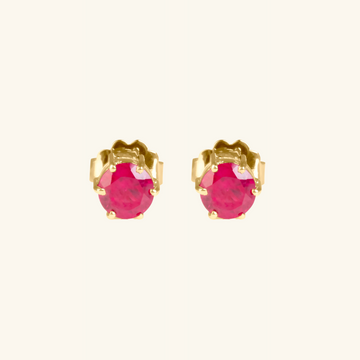 Ruby Solitaire Studs, Set in 14 karat solid gold