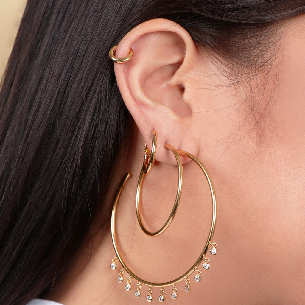 Shaker Crystal Hoops bundle,Handcrafted in 925 Sterling Silver