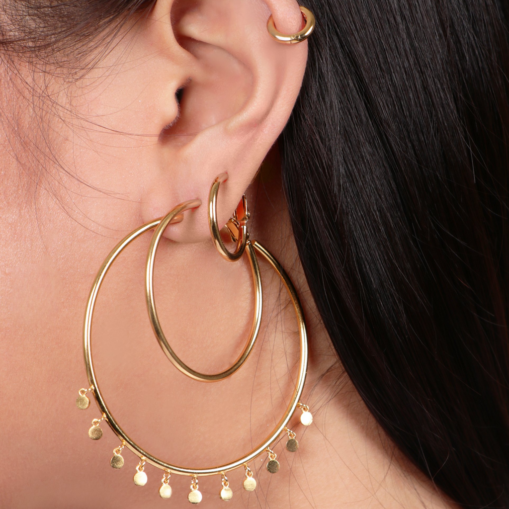 Shaker Disc Hoops,Handcrafted in 925 Sterling Silver