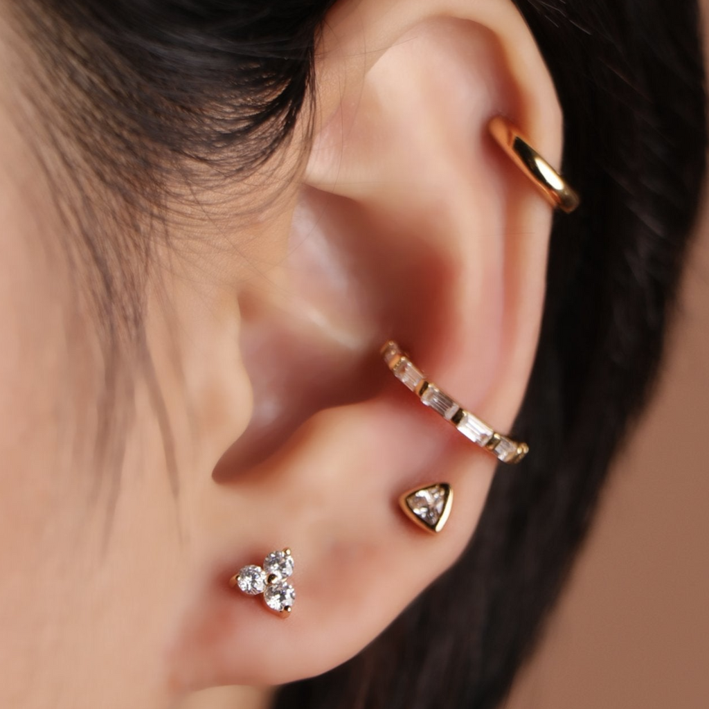 Single Lotus Stud,Handcrafted in 925 Sterling Silver