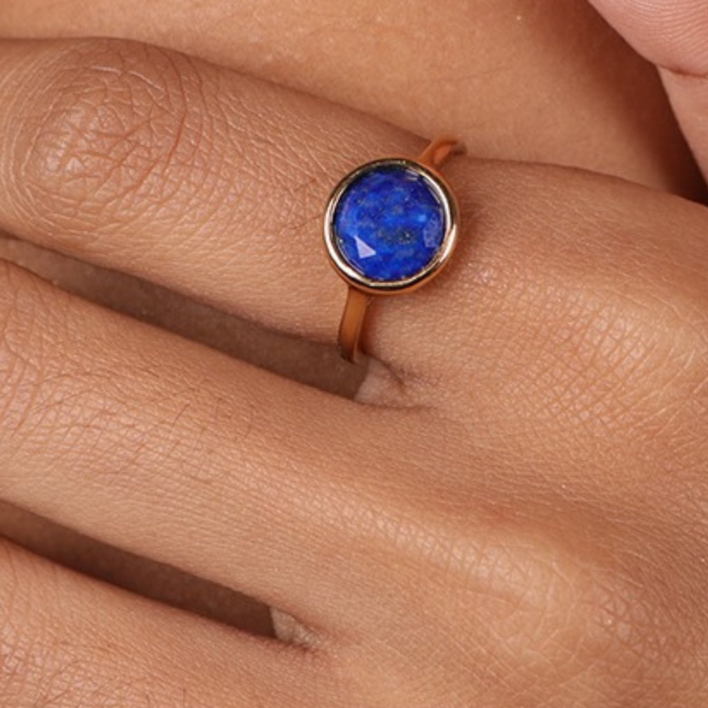 Solo Lapiz Lazuli Ring,Handcrafted in 925 Sterling Silver