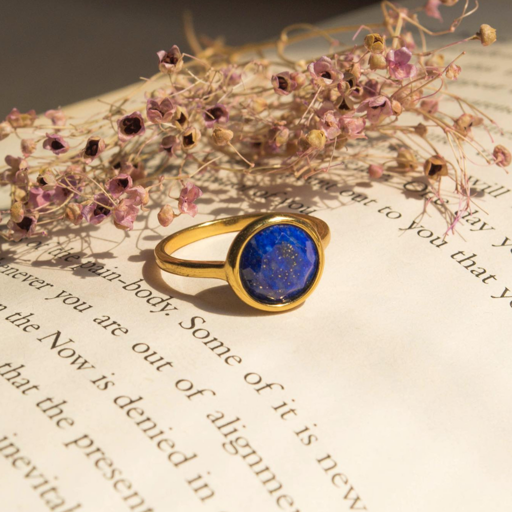 Solo Lapiz Lazuli Ring,Handcrafted in 925 Sterling Silver