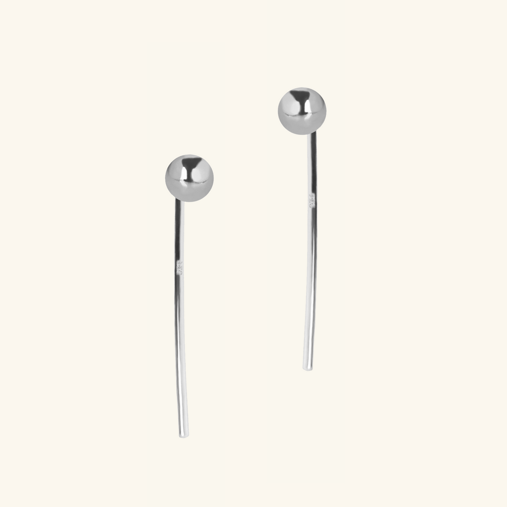 Sphere Ear Threaders Sterling Silver,Handcrafted in 925 Sterling silver