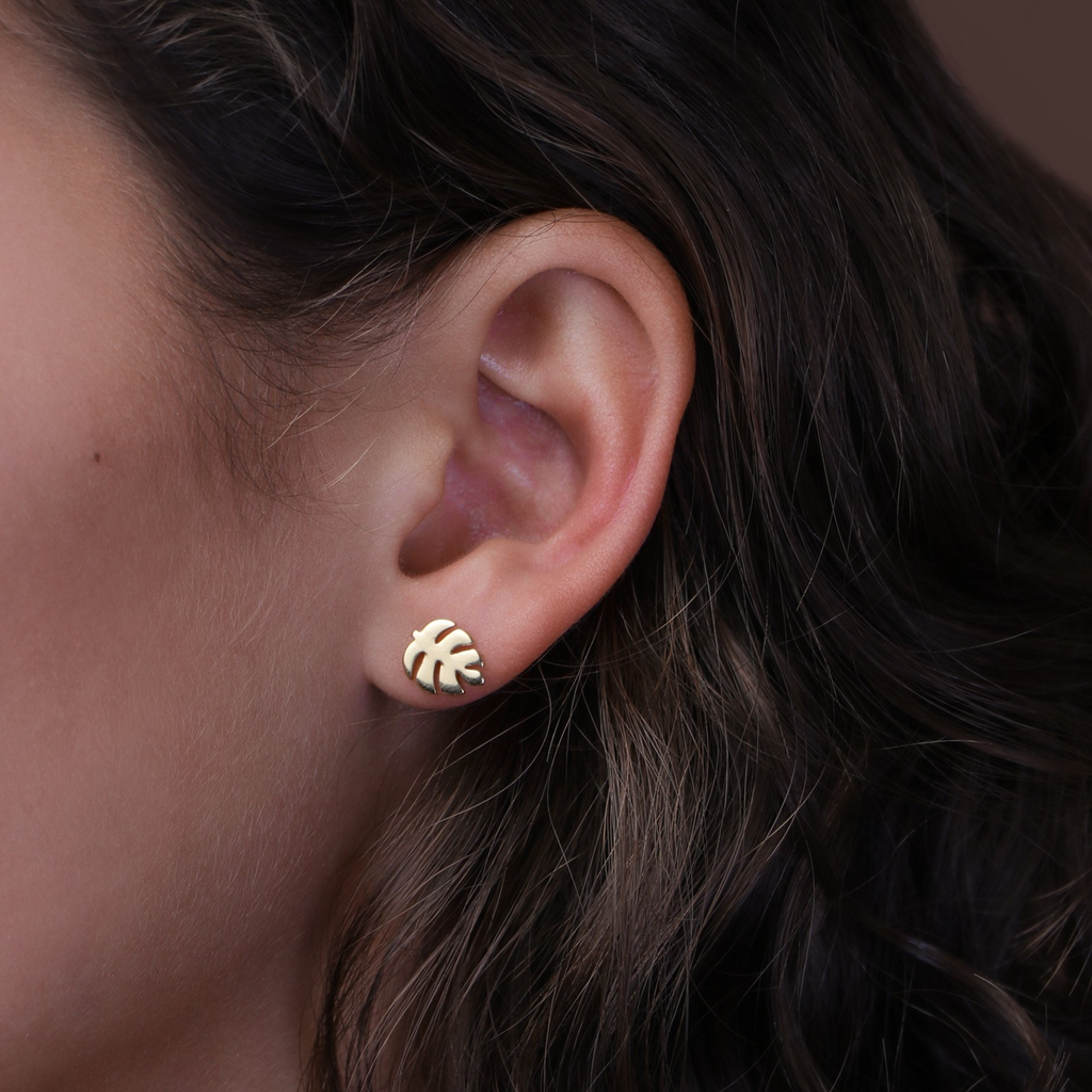 Split Leaf Studs,Handcrafted in 925 Sterling Silver