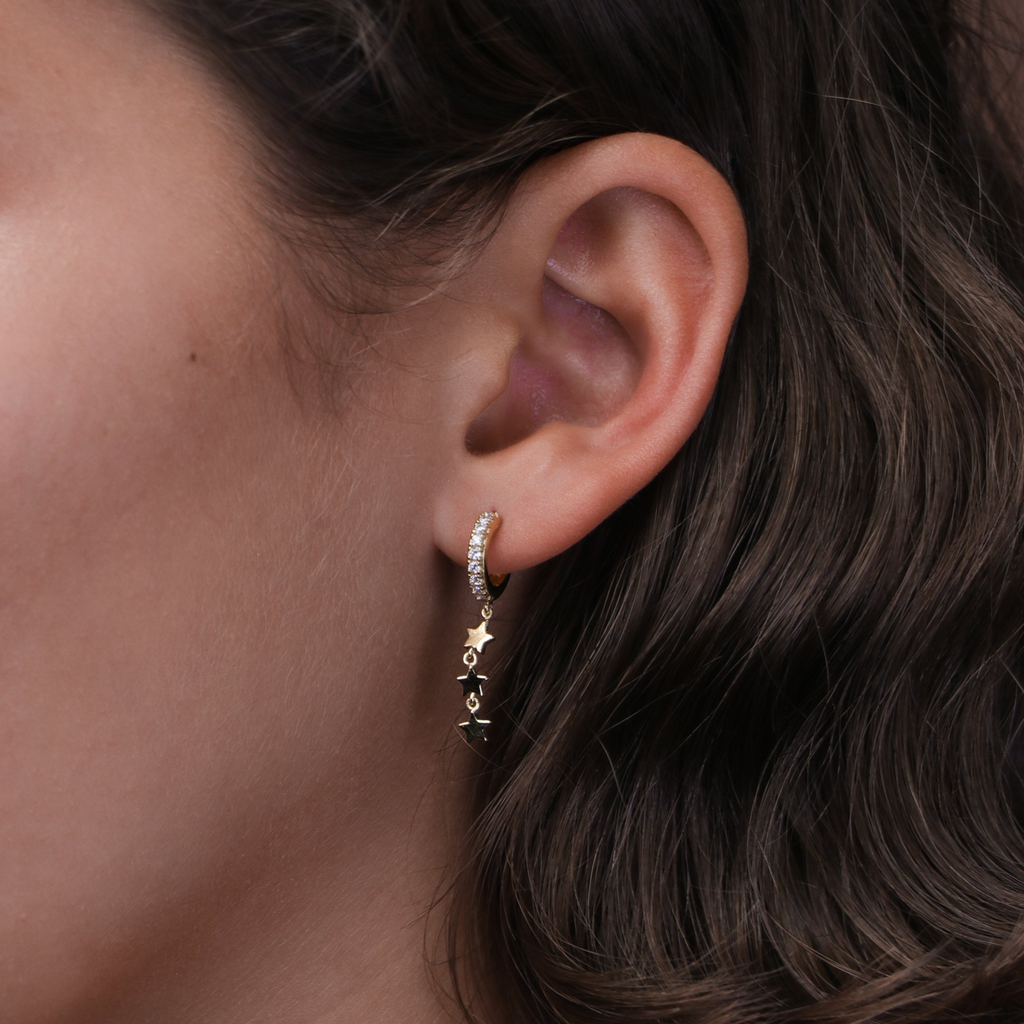 Star Drop Earrings,Hancrafted in 925 Sterling Silver