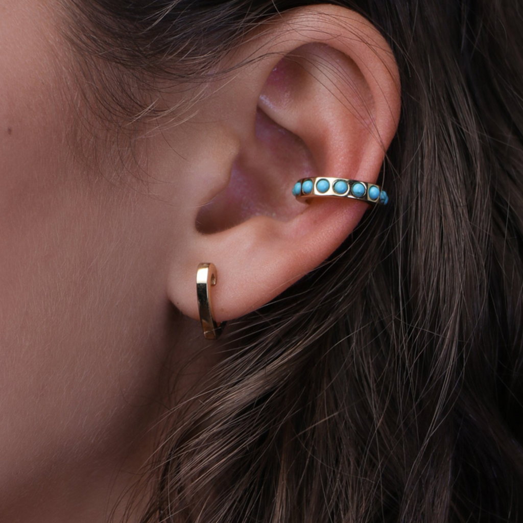 Cabochon Turquoise Cuff, Handcrafted in 925 sterling silver