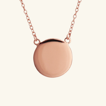 Engravable Blank Disc Necklace Rose Gold Vermeil, Handcrafted in 925 sterling silver